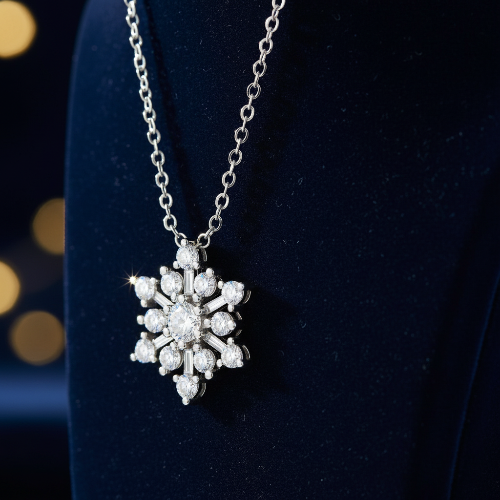 Contemporary CZ Snowflake Necklace