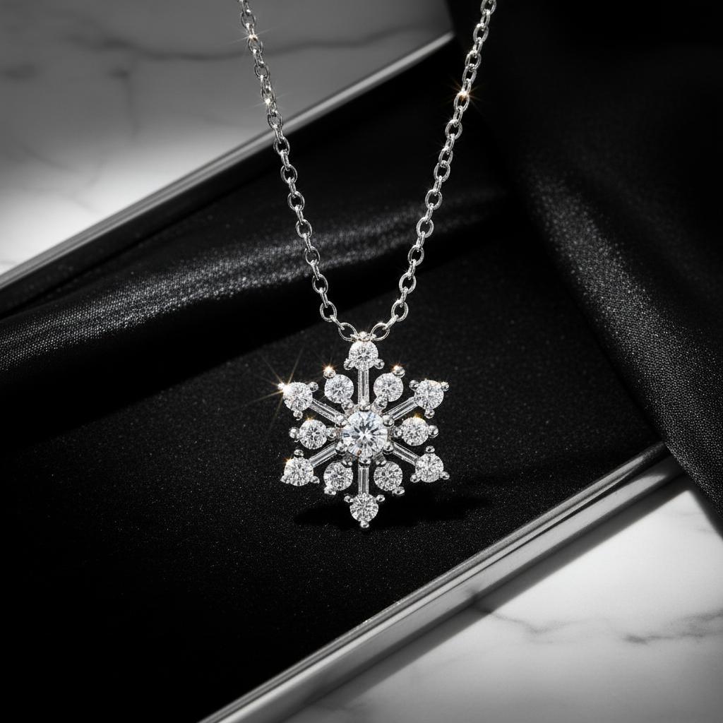 Contemporary CZ Snowflake Necklace