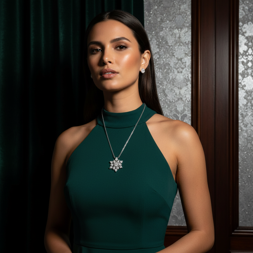 Contemporary CZ Snowflake Necklace